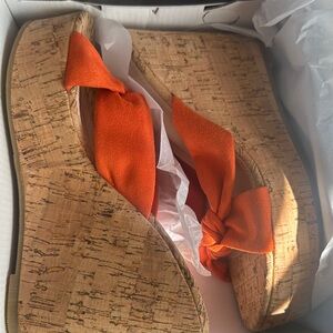 Fashion Nova Orange Cork Wedges